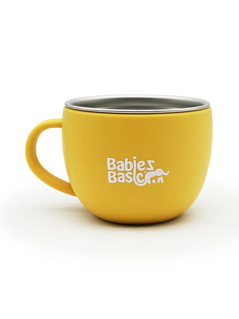 Babies Basic Babies Basic Stainless Steel Cup with Silicone Sleeve for Kids, Yellow