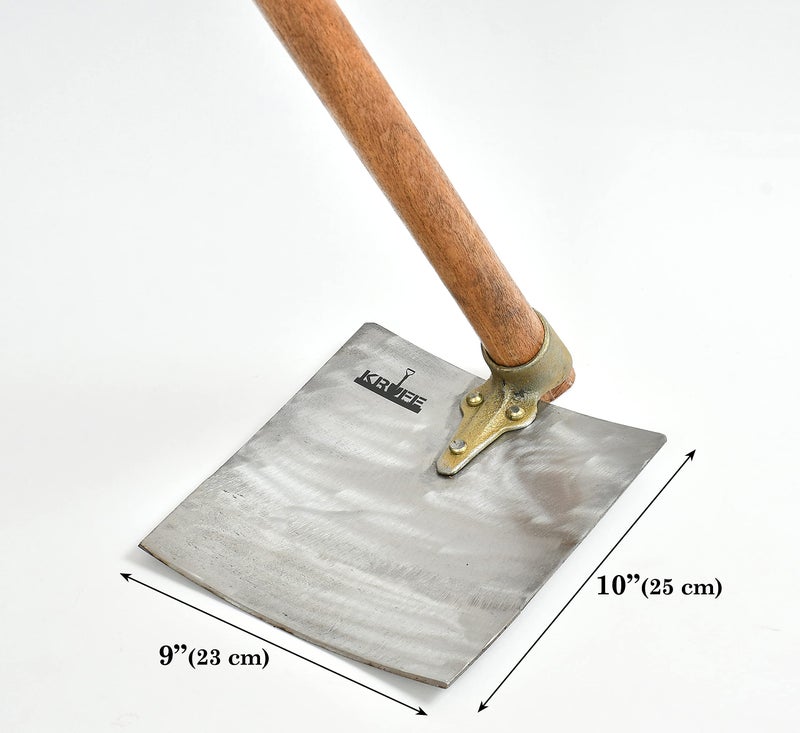KRUFE Temper Mild Steel Blade Spade, Shovel, Fawda, Kassi (9"x10") with Handle | Heavy-Duty Gardening and Farming Tool | Durable Tempered Steel Construction | Ideal for Digging, Planting, and Soil - Image 4