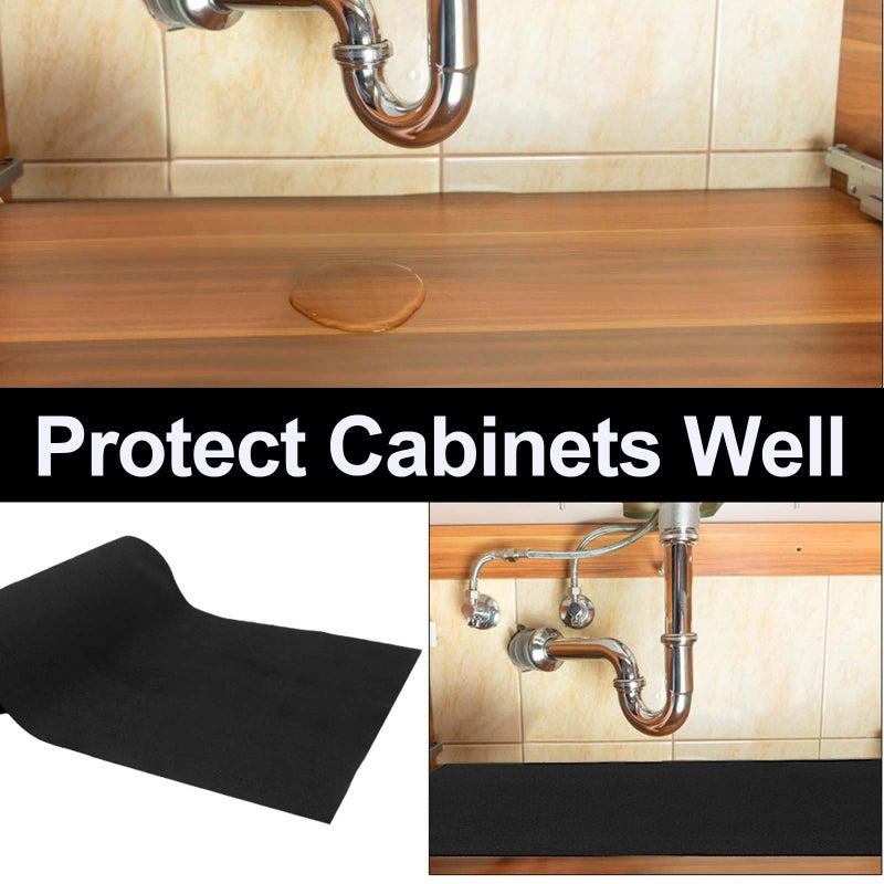 AiBOB Waterproof Under Sink Mat, Absorbent Quick Dry Sink Liners Protect Cabinets, Durable Shelf Liners, Slip Resistant and Non-Adhesive, 24X68, Pure Black - Image 4