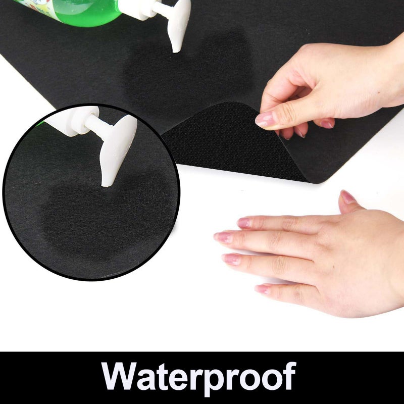 AiBOB Waterproof Under Sink Mat, Absorbent Quick Dry Sink Liners Protect Cabinets, Durable Shelf Liners, Slip Resistant and Non-Adhesive, 24X68, Pure Black - Image 2