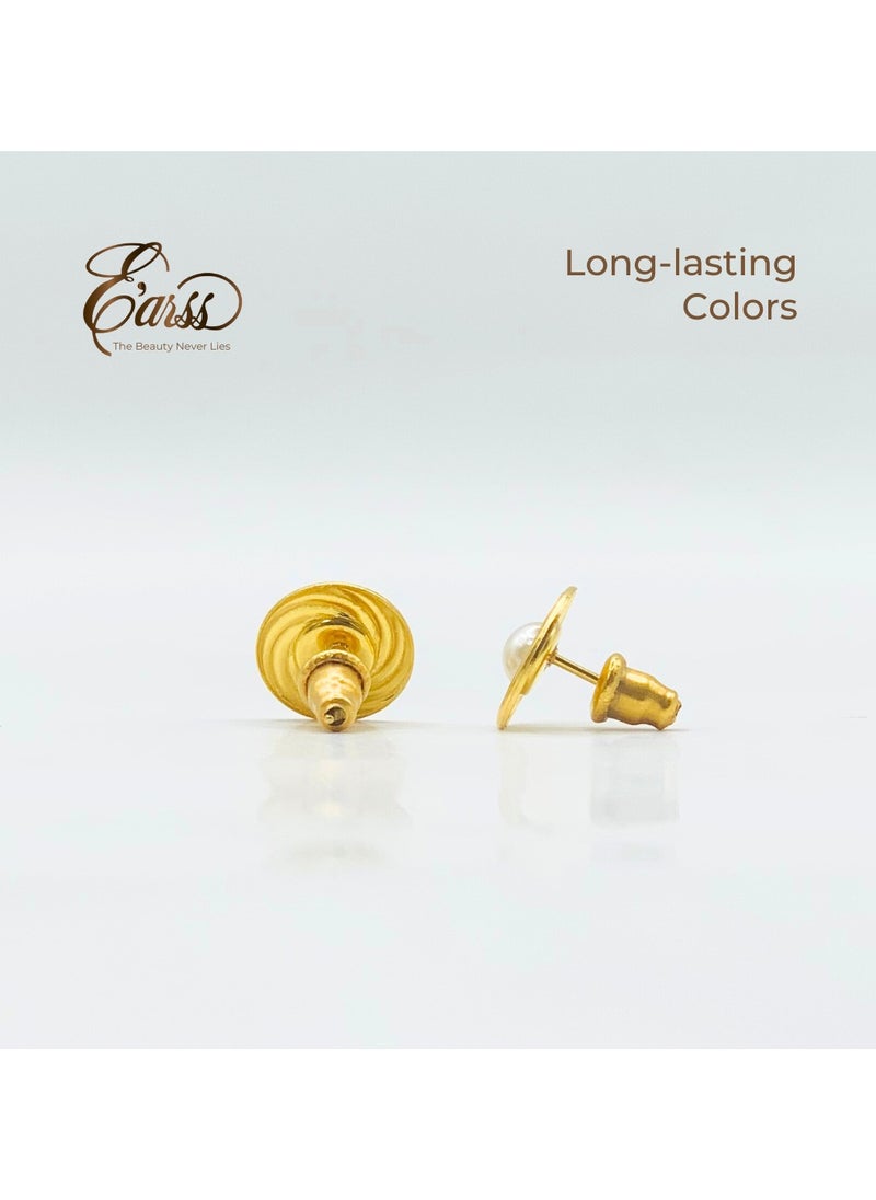 Earss Donut with Pearl Gold Earring | Stainless Steel | 18K Gold Plated  - Image 4