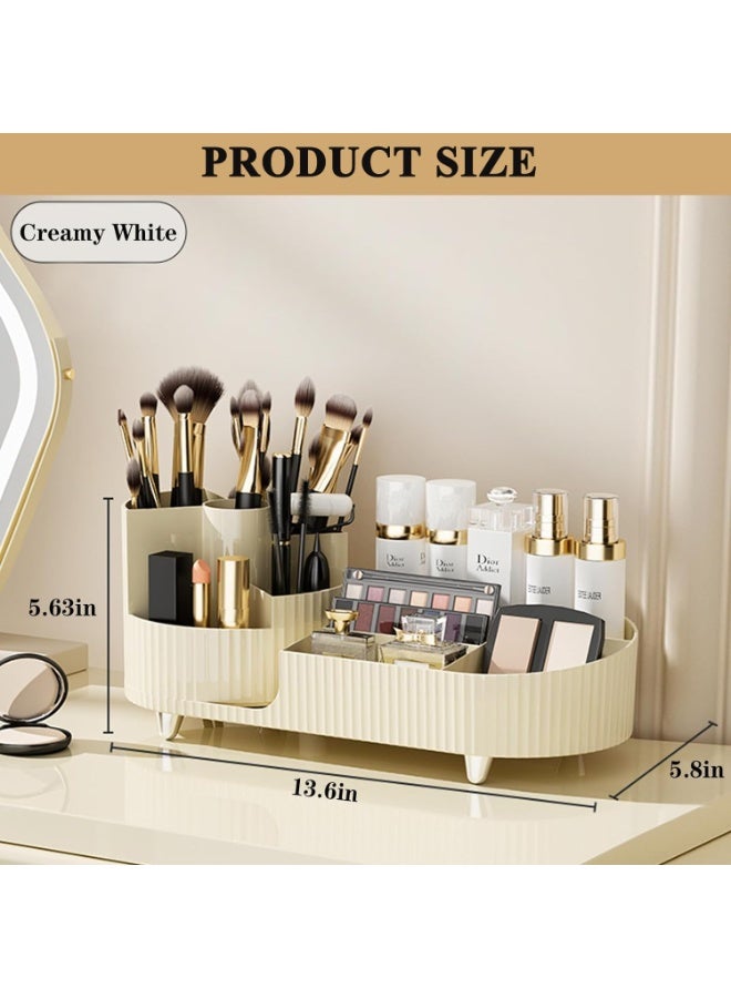 XiuWoo Rotating Makeup Organizer,Makeup Organizer Countertop,Large Capacity Cosmetic Display Case,Skin Care Product Organizer with Rotating makeup Brush Holder Organizer,Makeup organizer for Vanity - Image 2