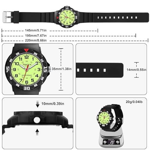 SOCICO Children Analog Watch Waterproof Time Teaching Boys Girls Watch Soft Band Learning Time Wrist Watch for Kids (Black-pre-Sale) - Image 5
