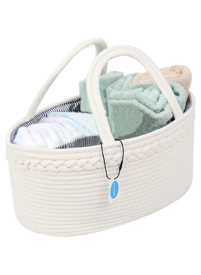 Casaphoria Woven Sundries Hamper Cotton Rope Basket Baskets For Storagestorage Caddycotton Basket100% Cotton Car Organizer With Handlebasket For Giftcream White(14.2"X8.5"X7.1") - Image 3