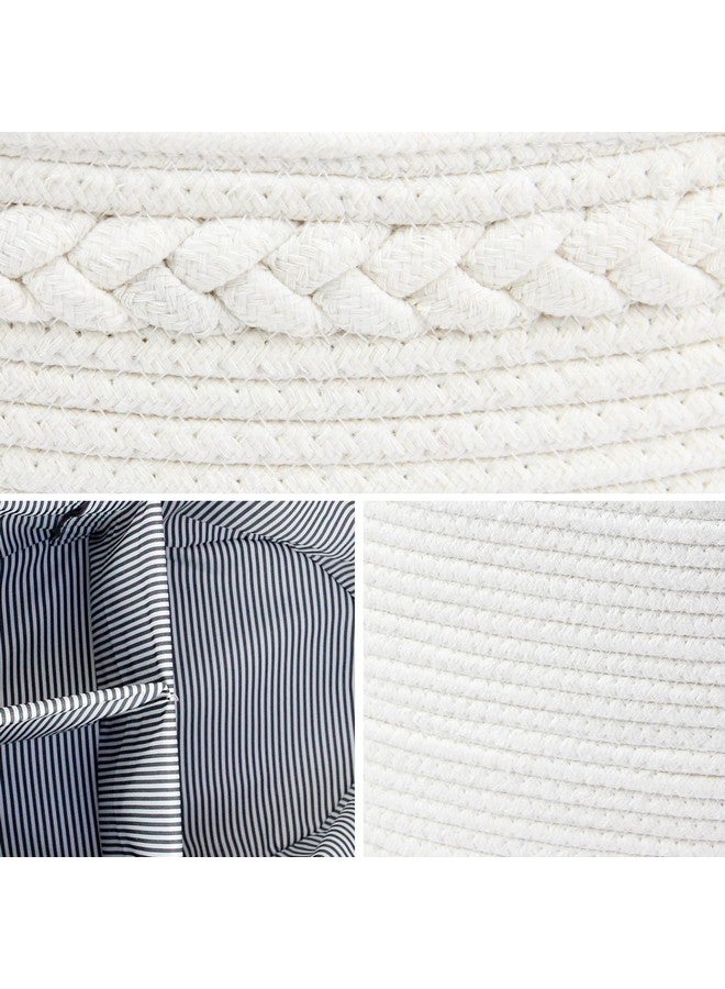 Casaphoria Woven Sundries Hamper Cotton Rope Basket Baskets For Storagestorage Caddycotton Basket100% Cotton Car Organizer With Handlebasket For Giftcream White(14.2"X8.5"X7.1") - Image 4