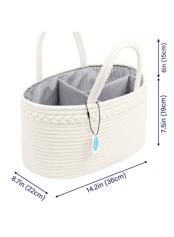 Casaphoria Woven Sundries Hamper Cotton Rope Basket Baskets For Storagestorage Caddycotton Basket100% Cotton Car Organizer With Handlebasket For Giftcream White(14.2"X8.5"X7.1") - Image 5