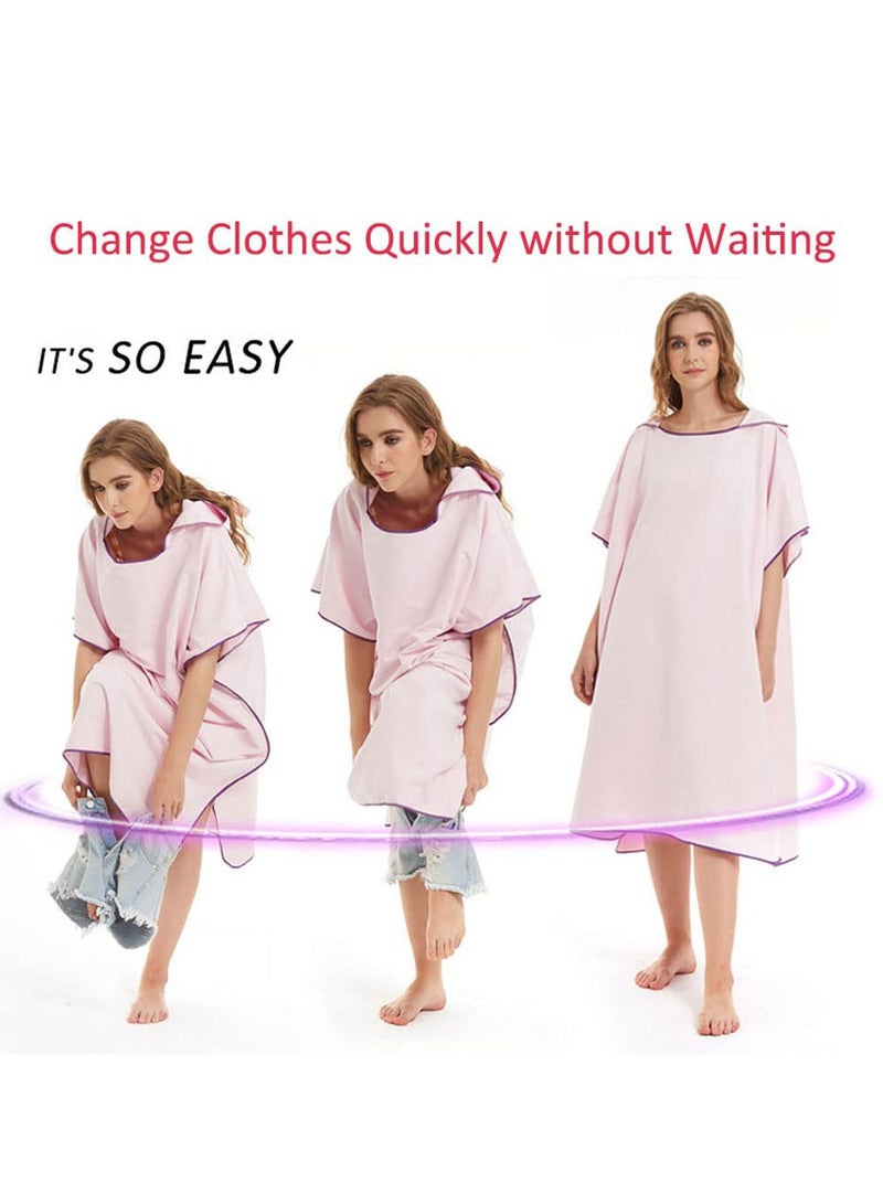S SYMEFER Poncho Towel for Adult Surf Beach Wetsuit Changing Towel Bath Robe With Hooded Highly Absorbent Quick Dry- One Size-Blue  - Image 2