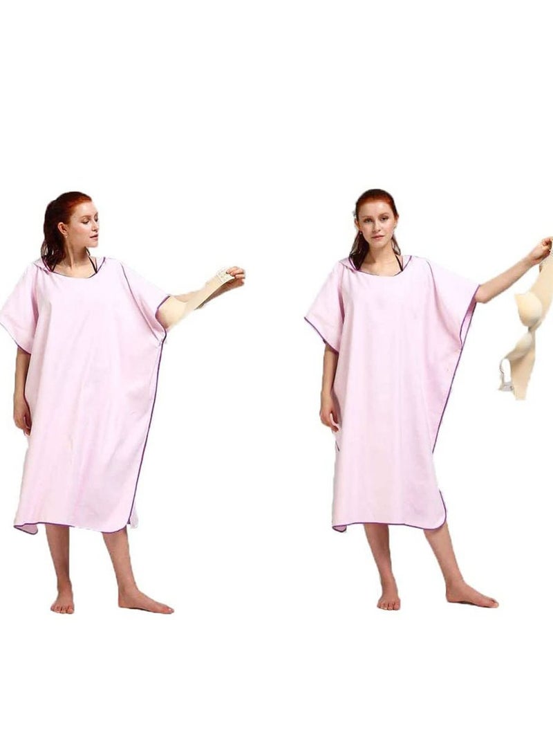 S SYMEFER Poncho Towel for Adult Surf Beach Wetsuit Changing Towel Bath Robe With Hooded Highly Absorbent Quick Dry- One Size-Blue  - Image 3