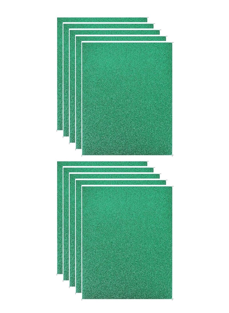 Glitter EVA Foam Sheets, 10-Pack Thick One-Sided Twinkling  Foam Sheets, 8 x 12-Inches Non-Adhesive Premium Glittery Foam for DIY Crafts, Art Projects, Party Decoration (GREEN Glitter) - Image 1