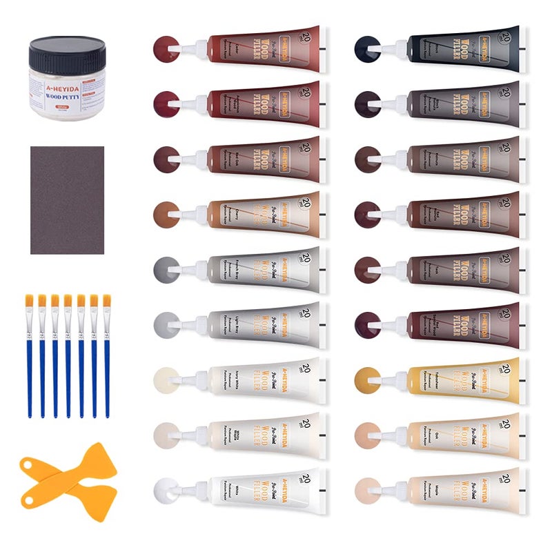 A-HEYIDA Wood Scratch Repair Kit - 18 Color Wood Fillers Paste for Scratch, Crack, Stain, Discoloration on Vinyl, Hardwood, Laminate, Floor, Furniture, Door, Cabinet, Table, Multi-Surface - Image 1