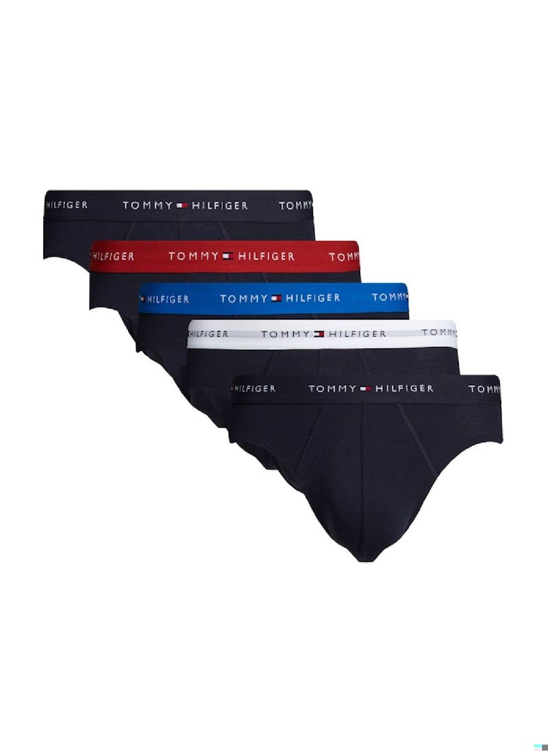 TOMMY HILFIGER Men's 5-Pack Signature Logo Waistband Briefs - Cotton, Multicolour  - Image 1