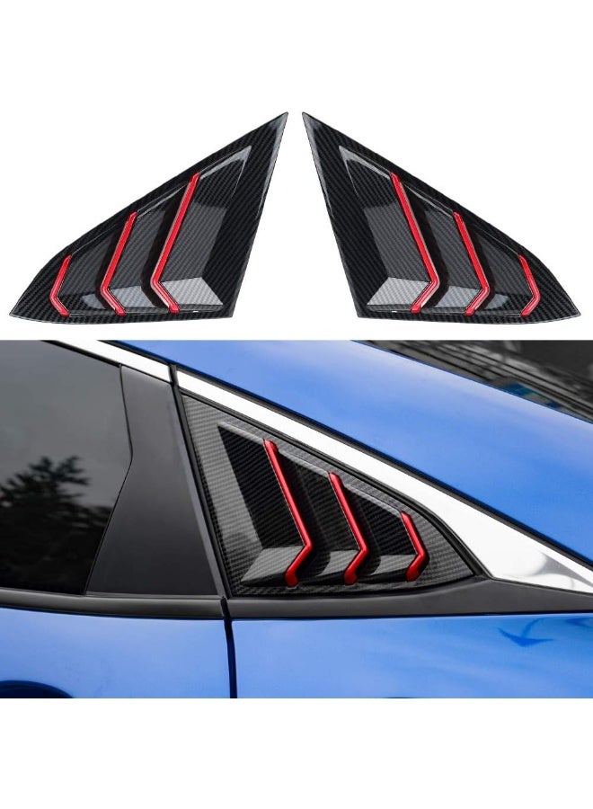 Thenice for 10th Gen Civic Racing Style Rear Side Window Louvers Air Vent Scoop Shades Cover Blinds for 2016 2017 2018 2019 Honda Civic Sedan - Carbon Fiber Red - Image 1