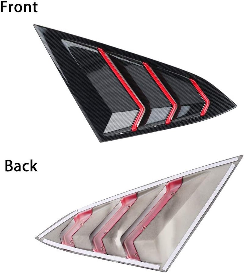 Thenice for 10th Gen Civic Racing Style Rear Side Window Louvers Air Vent Scoop Shades Cover Blinds for 2016 2017 2018 2019 Honda Civic Sedan - Carbon Fiber Red - Image 2