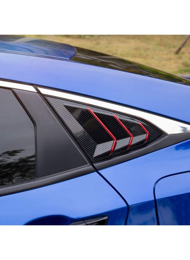 Thenice for 10th Gen Civic Racing Style Rear Side Window Louvers Air Vent Scoop Shades Cover Blinds for 2016 2017 2018 2019 Honda Civic Sedan - Carbon Fiber Red - Image 4