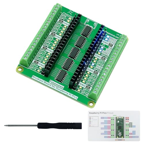 Freenove Breakout Board for Raspberry Pi Pico 1 2 W H WH, Terminal Block Shield HAT with Pin Header, GPIO Status LED - Image 1