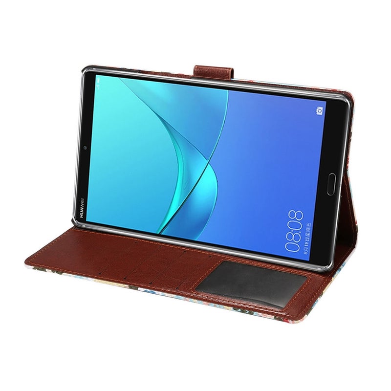 Dibase For Huawei Mediapad M5 8.4 Inch Flower Pattern Cloth Surface Pu Leather Case With Holder & Card Slots & Wallet & Sleep / Wake-Up Function(White) - Image 5