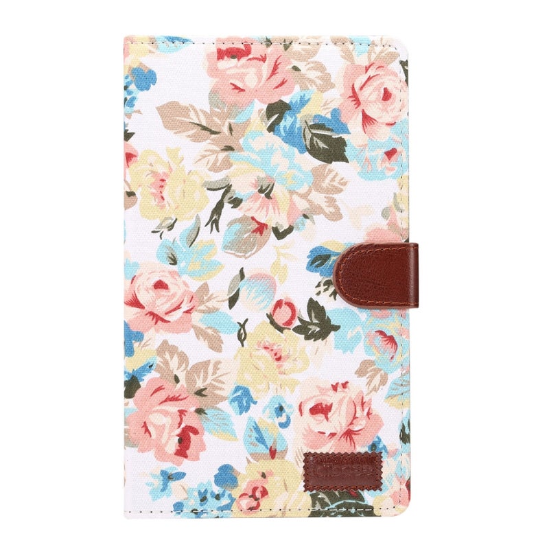 Dibase For Huawei Mediapad M5 8.4 Inch Flower Pattern Cloth Surface Pu Leather Case With Holder & Card Slots & Wallet & Sleep / Wake-Up Function(White) - Image 2
