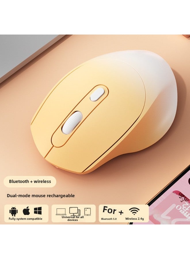 Wireless Mouse Bluetooth Office Silent Rechargeable Unlimited Mouse Girls Cute Laptop External-Specifications:[Gradient Yellow] Bluetooth + 2.4G Wireless Version ★ ErGonomic DesiGn ★ CharGinG Silent  - Image 1