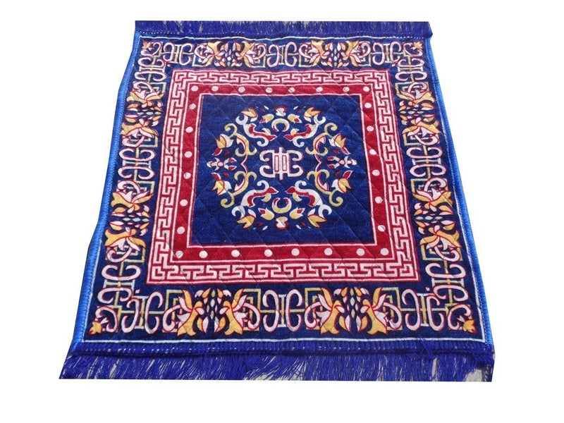 Yellow Weaves™ Maroon & Blue, Set of 2 Pooja Aasan (2 ft x 2 Ft) - Image 3