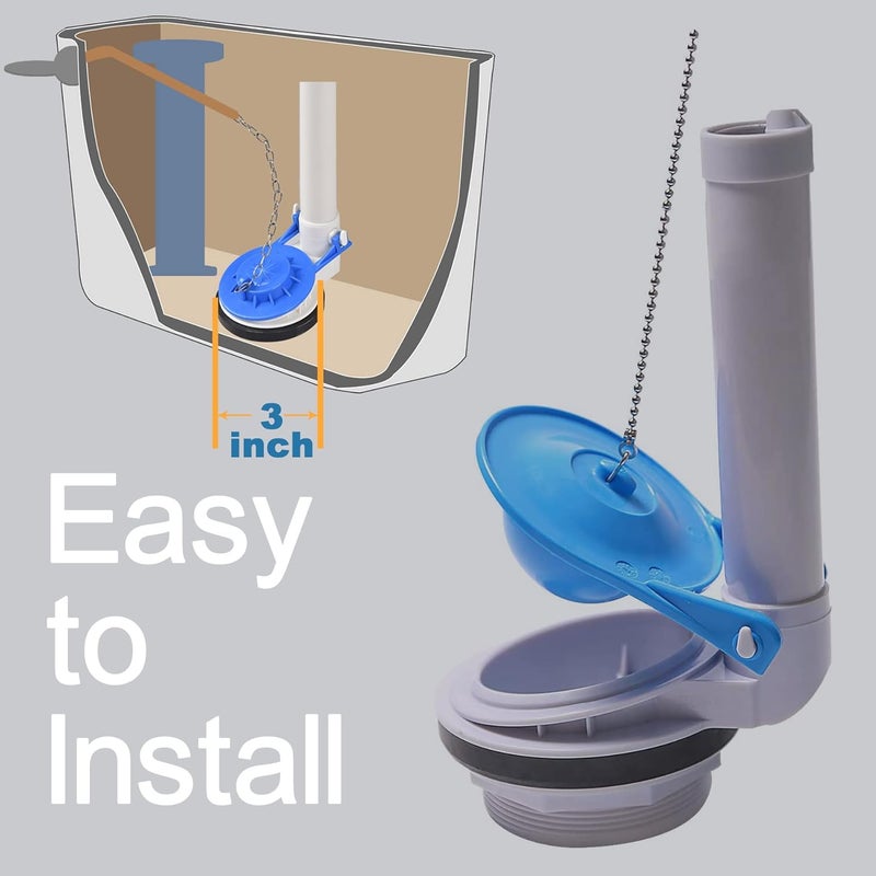 Uming Toilet Flapper Replacement kit 3 inch (2 Pack) for TOTO Toilet Flapper 3'' Easy to Install with Stainless Chain & Rubber fit 3-inch Flush Valve Toilet for G-Max, THU499S, THU331S, THU175S & 2021BP - Image 3