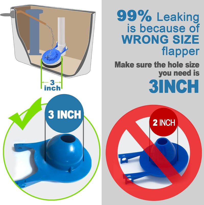 Uming Toilet Flapper Replacement kit 3 inch (2 Pack) for TOTO Toilet Flapper 3'' Easy to Install with Stainless Chain & Rubber fit 3-inch Flush Valve Toilet for G-Max, THU499S, THU331S, THU175S & 2021BP - Image 2