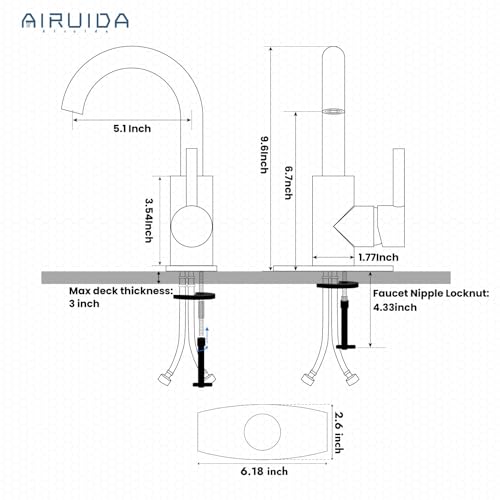 Airuida Bar Sink Faucet Single Hole Single Handle Bathroom Sink Faucet Kitchen Small Prep Wet Farmhouse RV Lavatory Vanity Mixer Tap 360 Degree Swivel Spout with Pop Up Drain Chrome Polish - Image 5