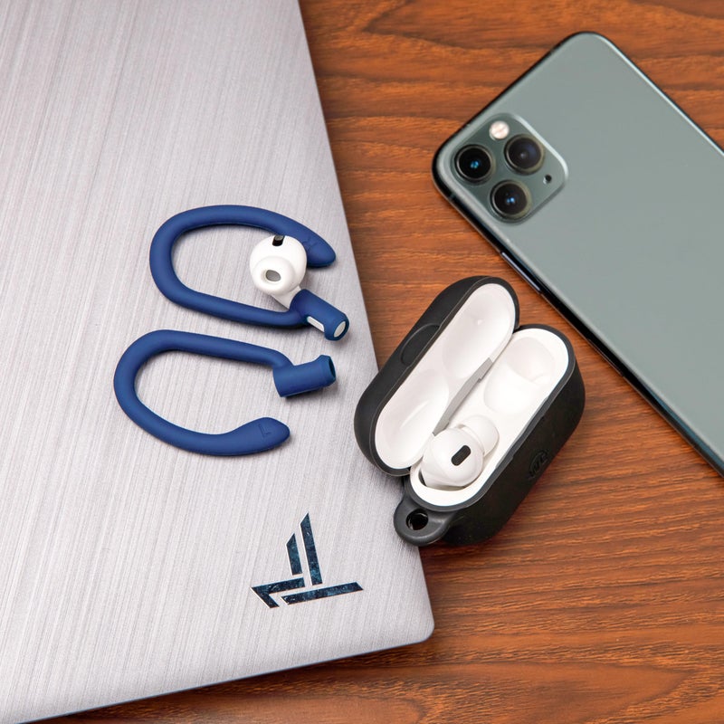 WC HookZ - Patented Upgraded Over Ear Hooks for AirPods Pro 1, 2 & AirPods 1, 2 & 3- Two Size Pairs Included in Package, Unique Left & Right Hook, Made by Wicked Cushions | Navy Blue - Image 3