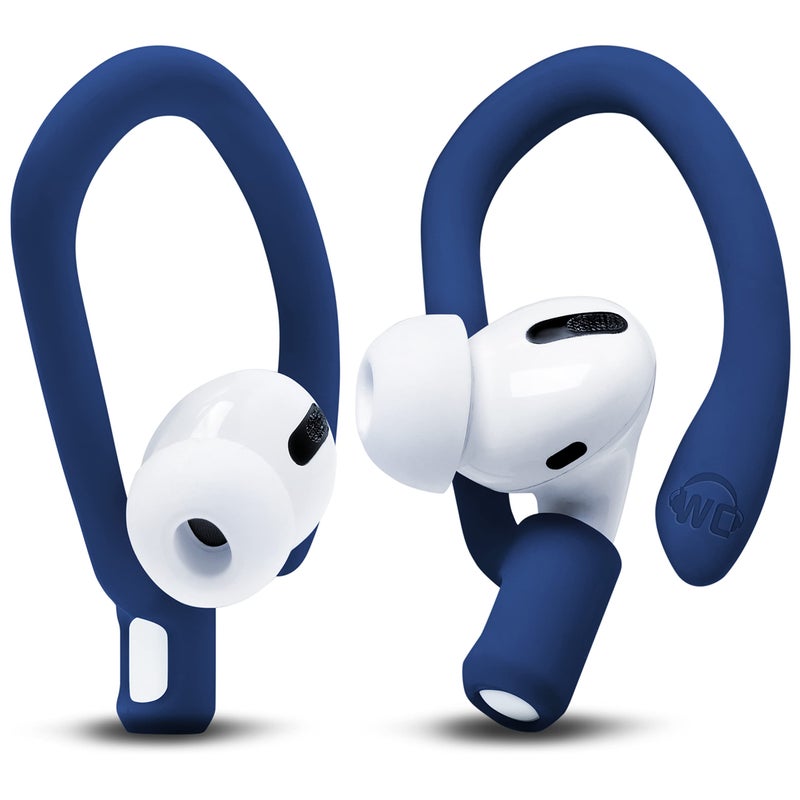 WC HookZ - Patented Upgraded Over Ear Hooks for AirPods Pro 1, 2 & AirPods 1, 2 & 3- Two Size Pairs Included in Package, Unique Left & Right Hook, Made by Wicked Cushions | Navy Blue - Image 1