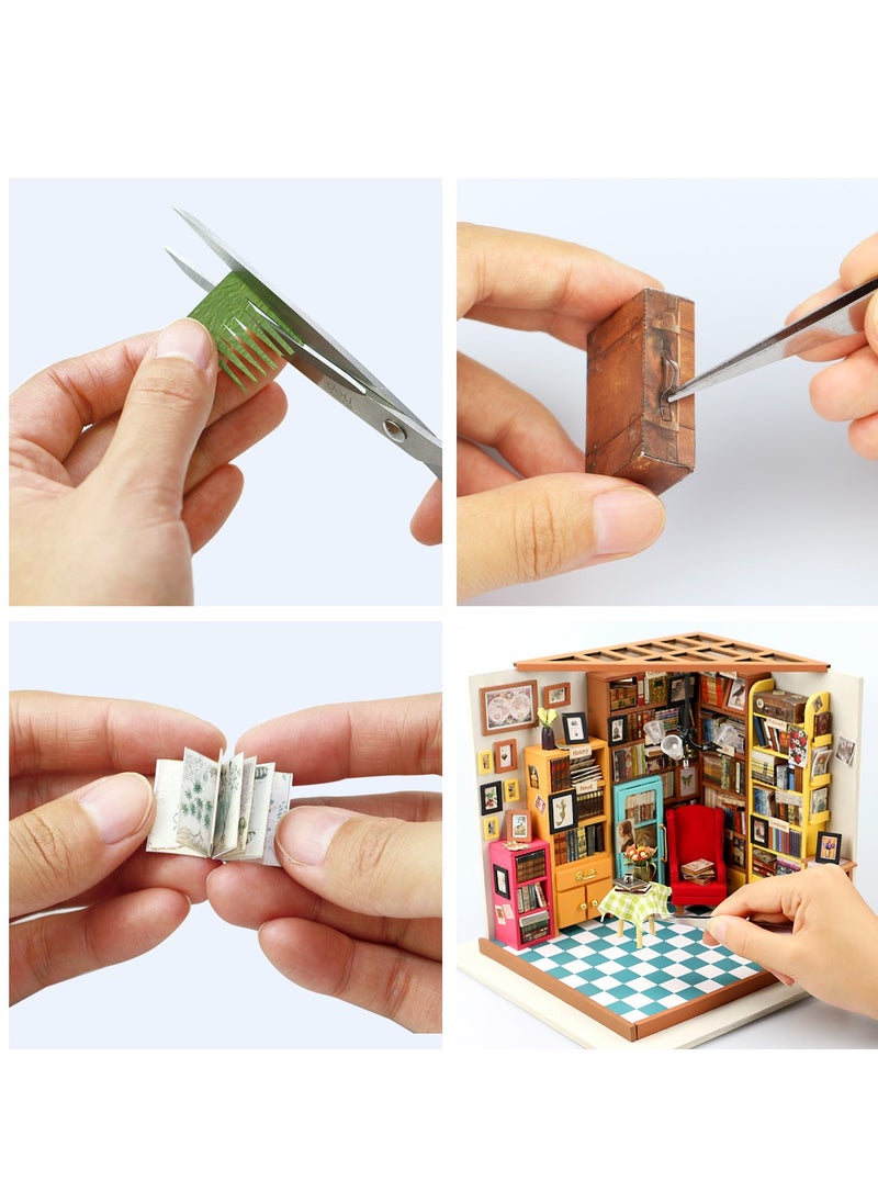 Robotime Rolife Sam's Study Library DIY Miniature House Kit DG102, Assembly Brain Teaser 3D Wooden Puzzle DIY Build Model Crafts Kits, Unique Home Decor Birthday Gifts for Teens or Adults  - Image 4