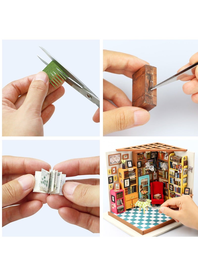 رولايف Rolife مكتبة دراسة سام DIY مصغرة البيت كيت DG102 ، الجمعية الدماغ دعابة 3D لغز خشبي DIY بناء نموذج الحرف اليدوية مجموعات ، هدايا عيد ميلاد ديكور المنزل الفريدة للمراهقين أو البالغين - Image 4