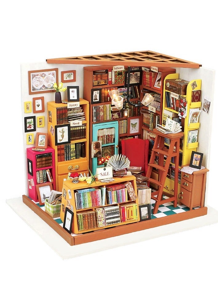 رولايف Rolife مكتبة دراسة سام DIY مصغرة البيت كيت DG102 ، الجمعية الدماغ دعابة 3D لغز خشبي DIY بناء نموذج الحرف اليدوية مجموعات ، هدايا عيد ميلاد ديكور المنزل الفريدة للمراهقين أو البالغين - Image 1