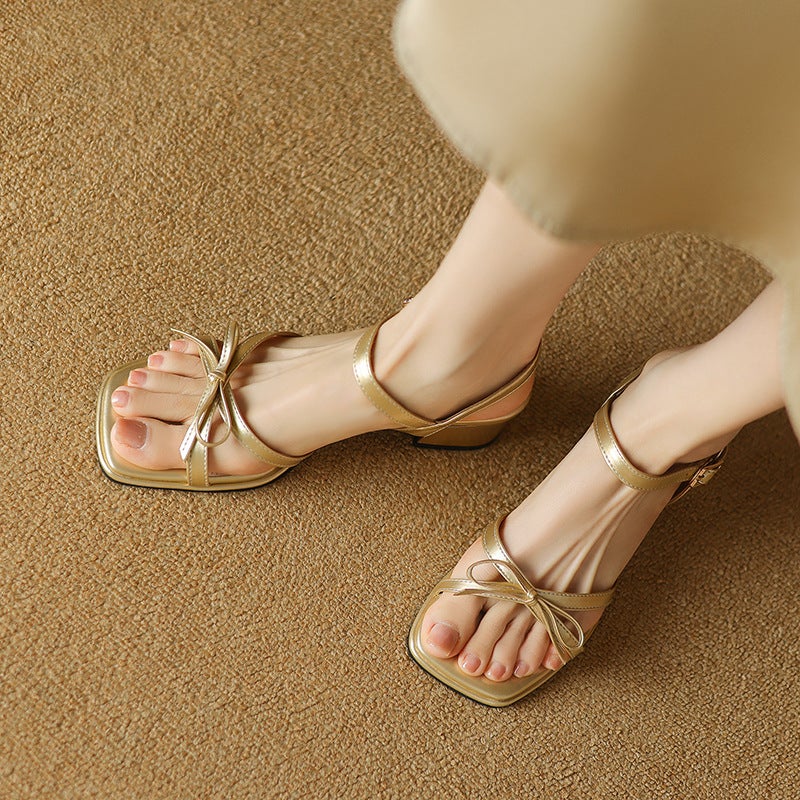 2024 Thin Strip 33-43 Open Toe Buckle Mid-Heel Women'S Sandals - Image 4