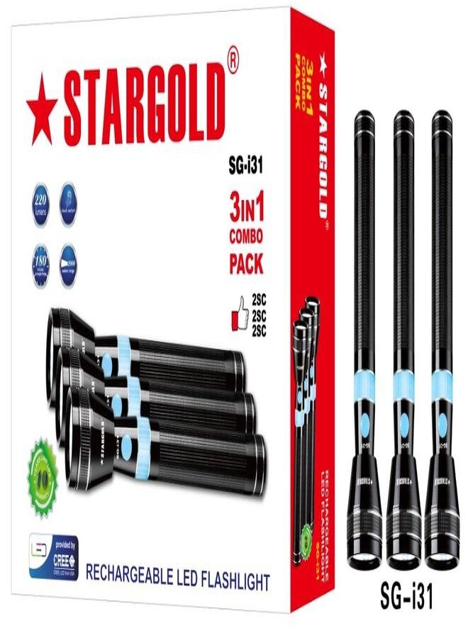 3 in 1 Rechargeable LED Flashlight SG-i34 - Image 2