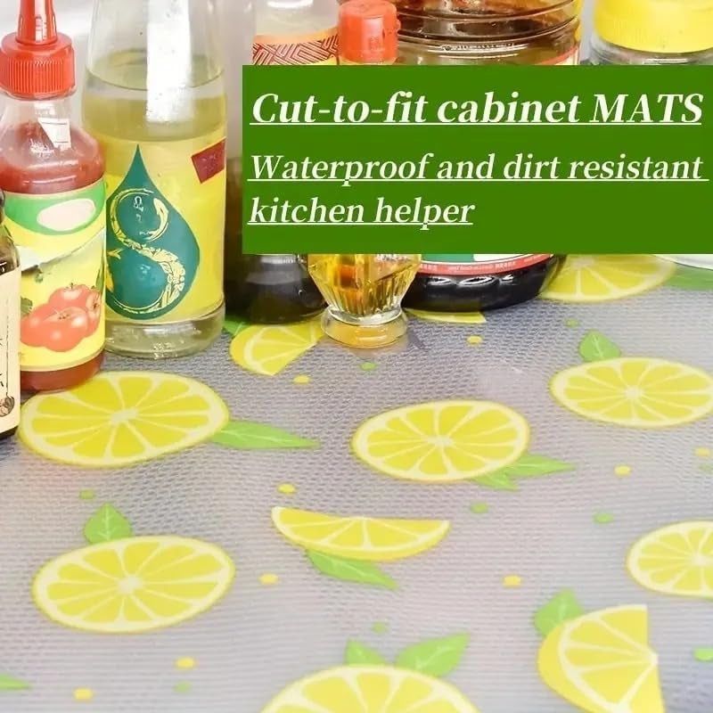 REWOP Fridge Mats, Kitchen Mat EVA Food Grade Multipurpose Washable Anti Slip Mat/Sheet for Fridge, Shelf Liners for Kitchen Shelves, Table, Drawer mat (300 * 45 cm) (Lemon) - Image 5