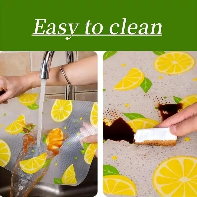 REWOP Fridge Mats, Kitchen Mat EVA Food Grade Multipurpose Washable Anti Slip Mat/Sheet for Fridge, Shelf Liners for Kitchen Shelves, Table, Drawer mat (300 * 45 cm) (Lemon) - Image 4