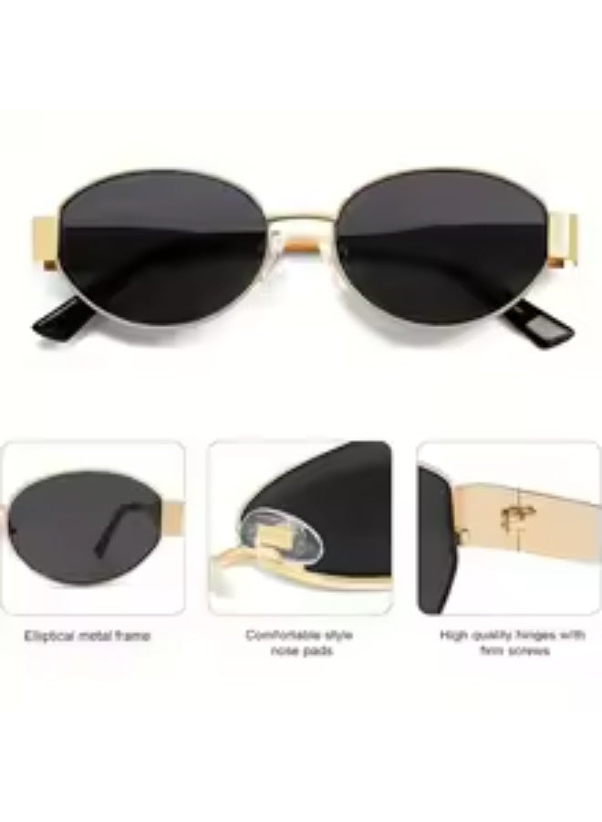 POLITE Gold Oval Eyewear Sunglasses for Women - Image 2