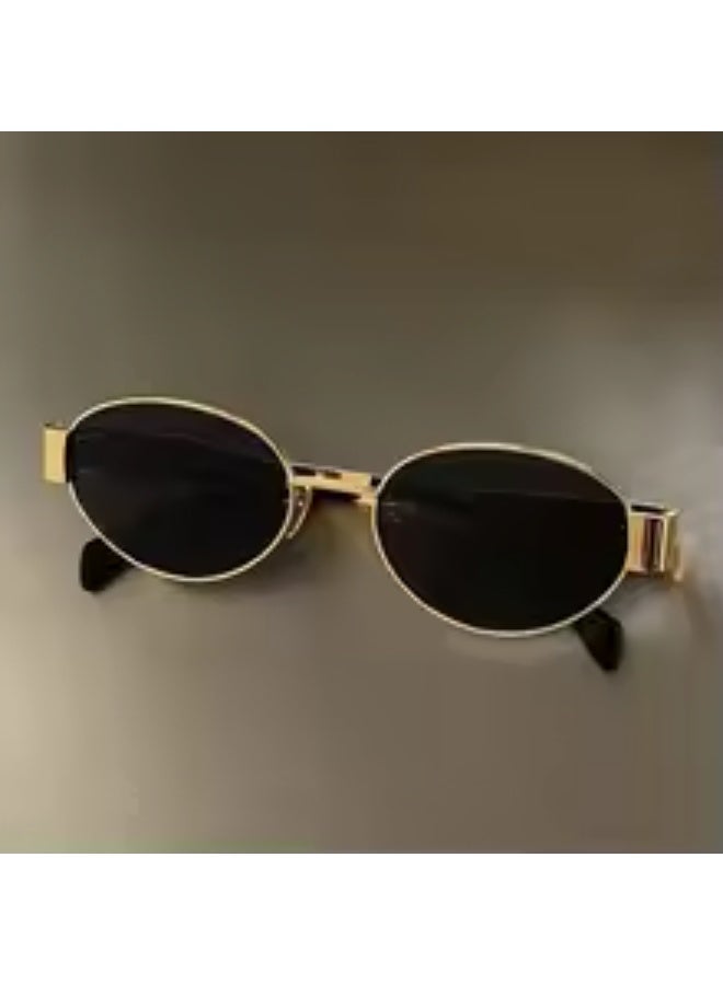 POLITE Gold Oval Eyewear Sunglasses for Women - Image 3