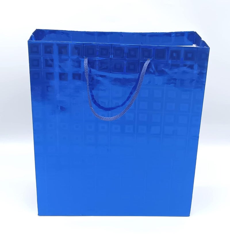 Gold Leaf GOLD LEAF Glitter Paper Bags 12Pcs With Handles,Reusable Iridescent Gift Bags for Gift Giving, Baby Shower Gift Bags,Christmas, Party Wrapping Solution(23 x 8 x 27 Cm)(Blue)  - Image 1