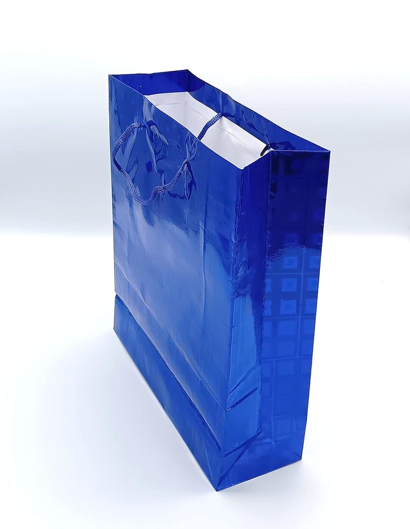 Gold Leaf GOLD LEAF Glitter Paper Bags 12Pcs With Handles,Reusable Iridescent Gift Bags for Gift Giving, Baby Shower Gift Bags,Christmas, Party Wrapping Solution(23 x 8 x 27 Cm)(Blue)  - Image 5