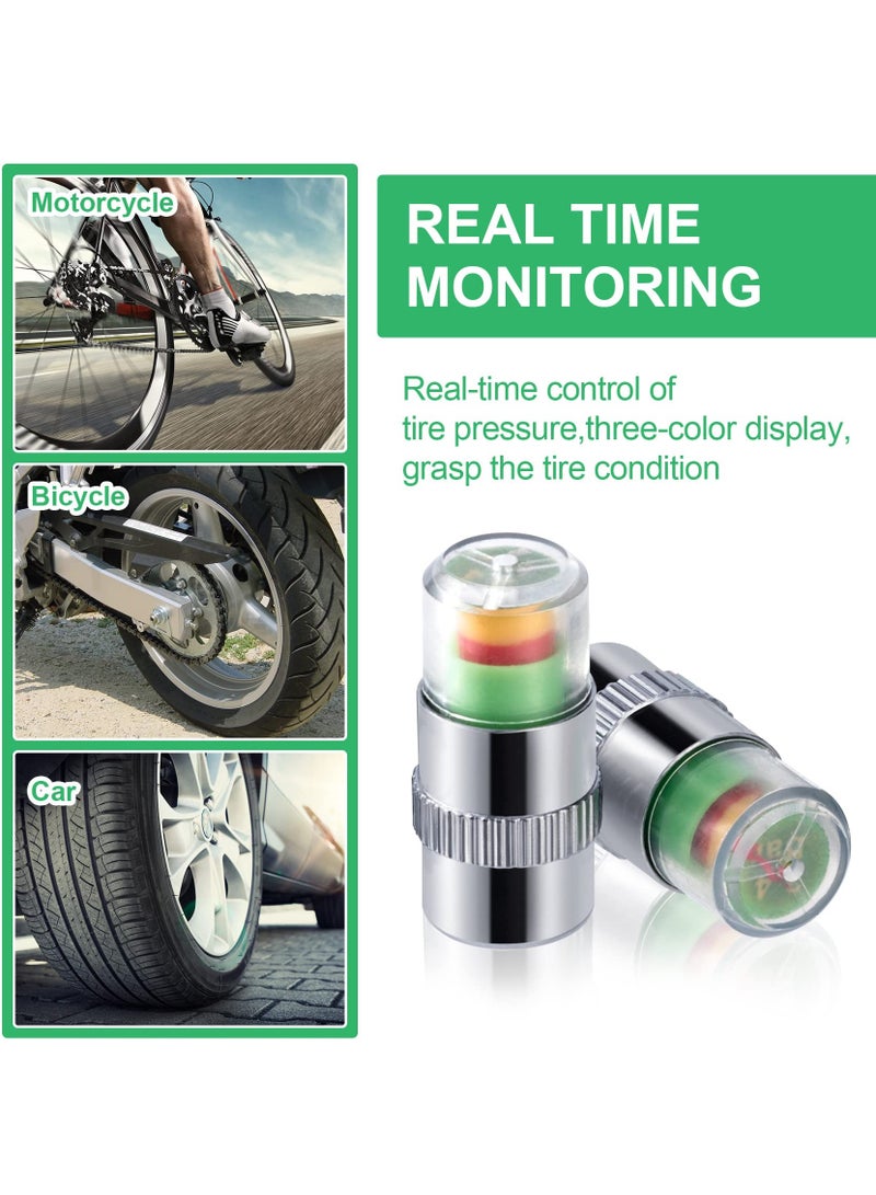 12Pcs 2.2Bar 32PSI Tire Pressure Monitor Valve Stem Caps Car Tire Pressure Sensor Indicator Tire Pressure Alert 3 Color for Car Motorbike Bicycle - Image 5