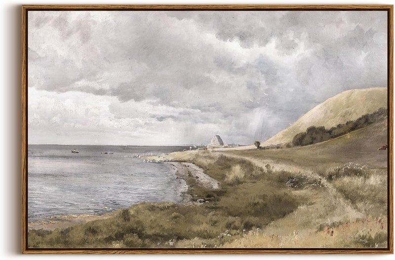 Land transit & shipment compatible Framed Canvas Wall Art Vintage Decor, Large Coastal Wall Art, Seaside Vinage Painting Wall Decor, Rustic Decorations for Living Room, Farmhouse Wall Decor for Living Room Bedroom, 20"x30" Precision polished solid material - Image 1