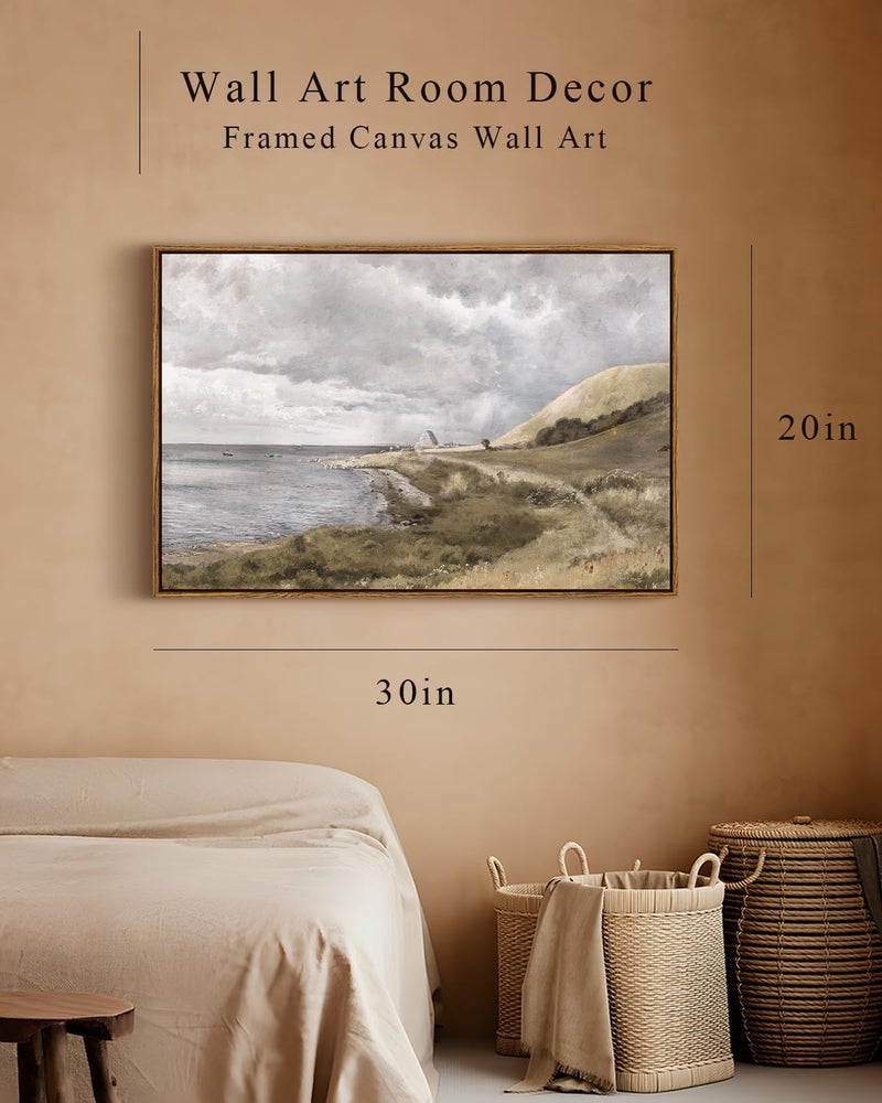 Land transit & shipment compatible Framed Canvas Wall Art Vintage Decor, Large Coastal Wall Art, Seaside Vinage Painting Wall Decor, Rustic Decorations for Living Room, Farmhouse Wall Decor for Living Room Bedroom, 20"x30" Precision polished solid material - Image 4