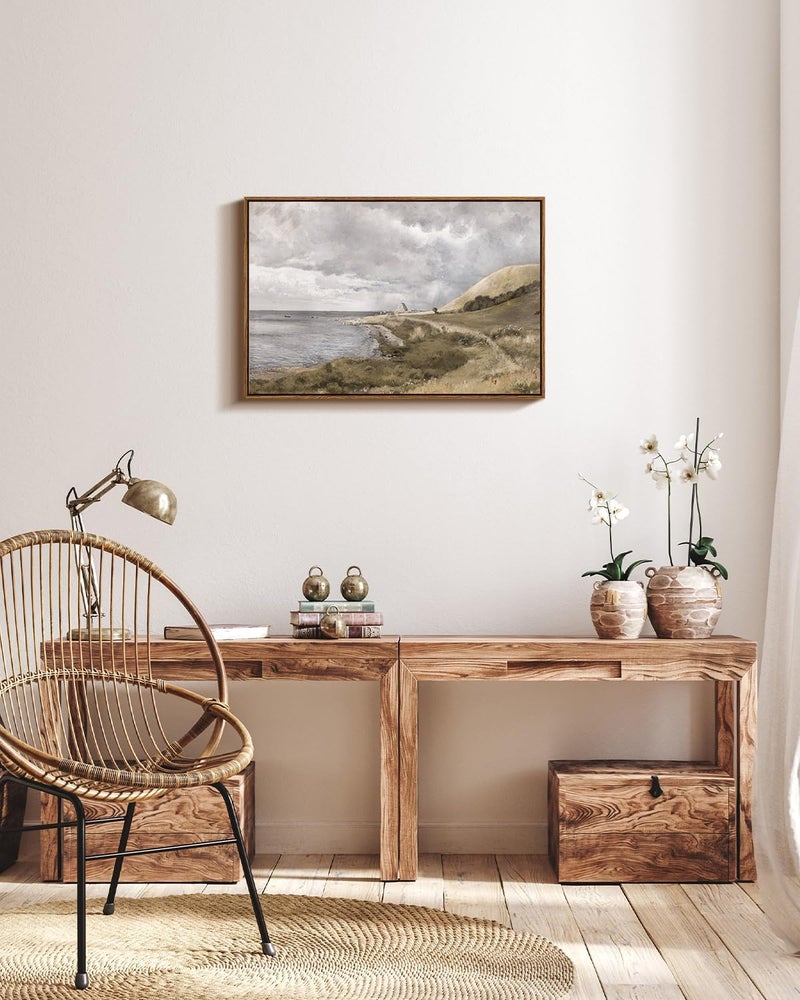 Land transit & shipment compatible Framed Canvas Wall Art Vintage Decor, Large Coastal Wall Art, Seaside Vinage Painting Wall Decor, Rustic Decorations for Living Room, Farmhouse Wall Decor for Living Room Bedroom, 20"x30" Precision polished solid material - Image 2