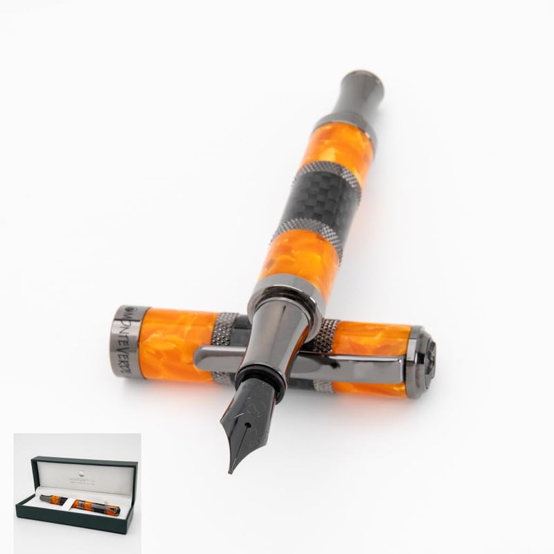 Monteverde USA Regatta Sport Fountain Pen in Orange and Carbon Fiber Flex Nib Luxury Refillable Pen with Gunmetal Accents Premium Gift - Image 2