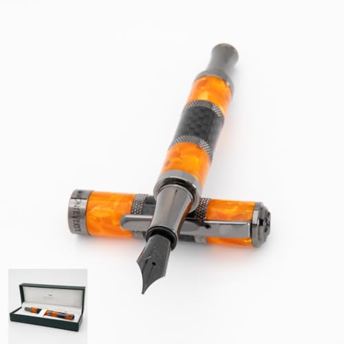 Monteverde USA Regatta Sport Fountain Pen in Orange and Carbon Fiber Flex Nib Luxury Refillable Pen with Gunmetal Accents Premium Gift - Image 1