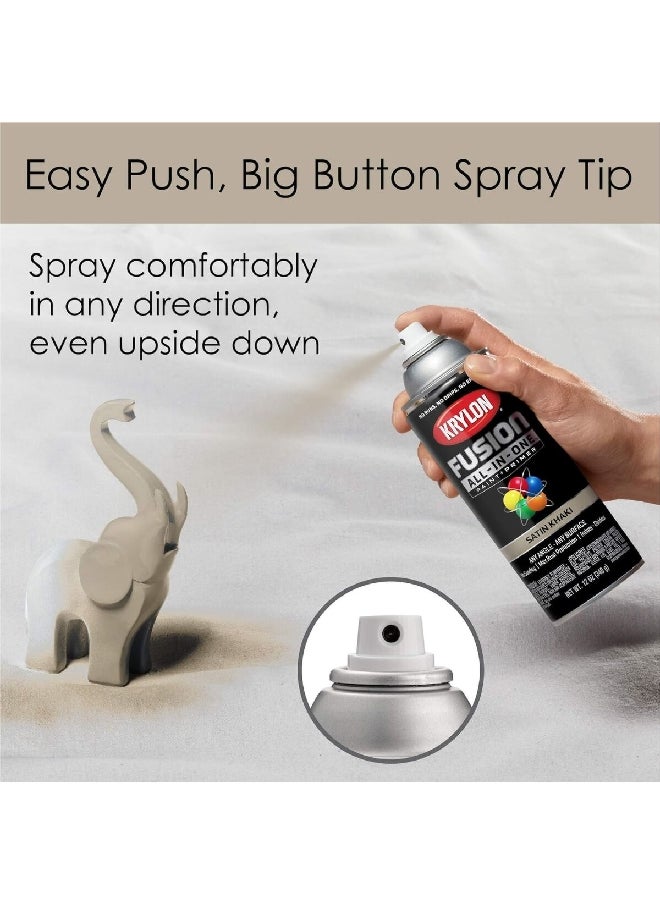 Fusion All-In-One Spray Paint and Primer Satin Khaki 12oz K02740007