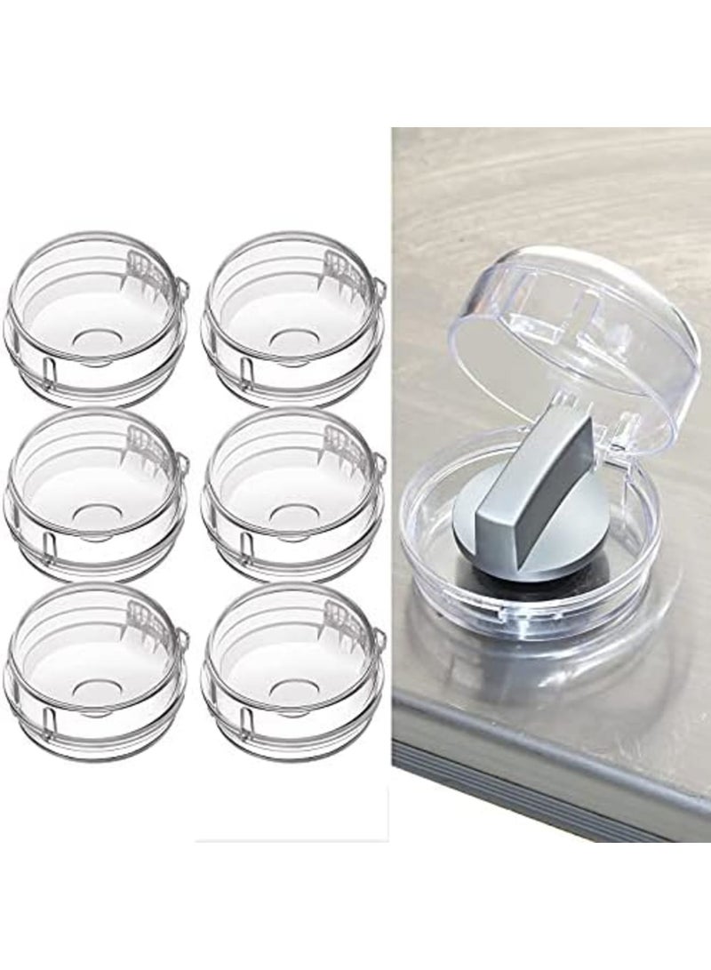 Luckam أغطية مقابض الموقد الشفافة لأمان المطبخ - أغطية مقابض الغاز - أغطية أفران الأمان - حماية للأطفال - سهلة التركيب للمطبخ المنزلي (6 قطع) - Image 1