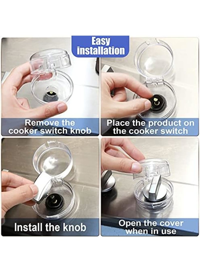 Luckam أغطية مقابض الموقد الشفافة لأمان المطبخ - أغطية مقابض الغاز - أغطية أفران الأمان - حماية للأطفال - سهلة التركيب للمطبخ المنزلي (6 قطع) - Image 4