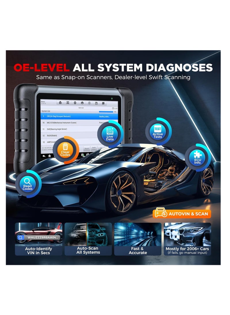 أوتل - الماسح الضوئي أوتل ماكسيكوم ماكسيكوم MX808S 2024 أداة ثنائية الاتجاه مثل MK808BT Pro MK808S M808Z وظيفة مثل MaxiCheck MX900 28+ خدمة اختبار نشط لجميع أنظمة تشخيص تشخيص حاقن ترميز الحاقن أندرويد 11 - Image 1