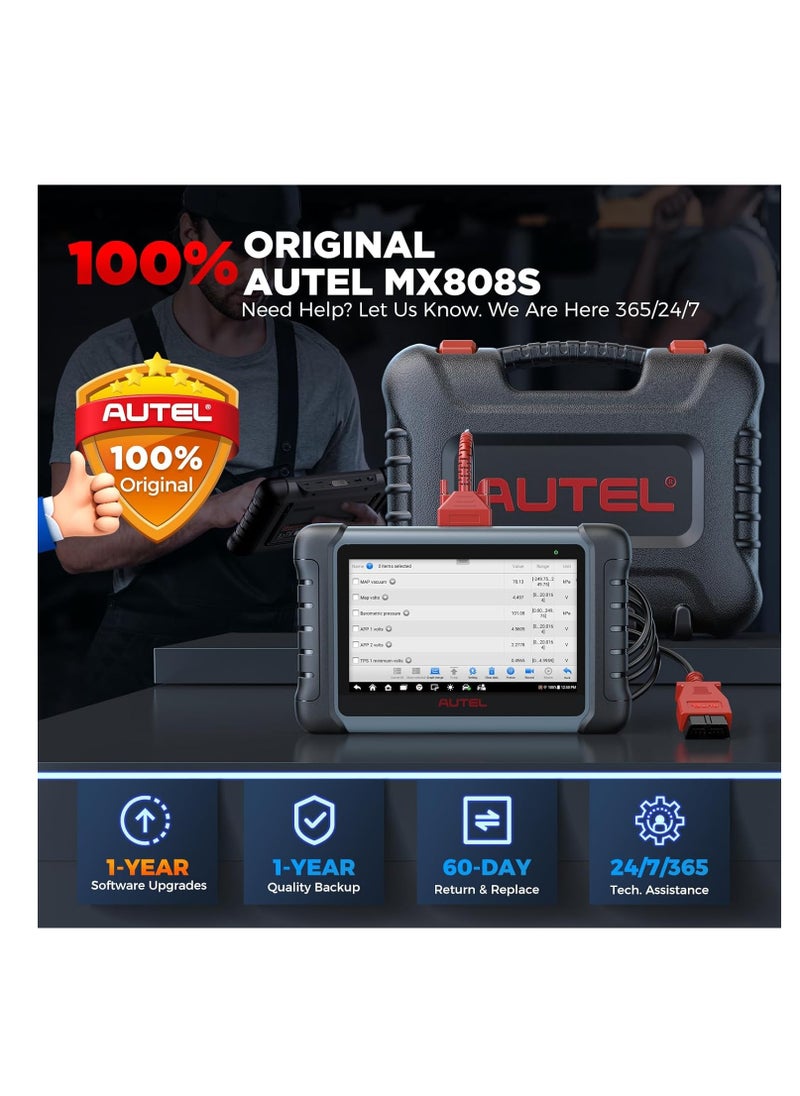 أوتل - الماسح الضوئي أوتل ماكسيكوم ماكسيكوم MX808S 2024 أداة ثنائية الاتجاه مثل MK808BT Pro MK808S M808Z وظيفة مثل MaxiCheck MX900 28+ خدمة اختبار نشط لجميع أنظمة تشخيص تشخيص حاقن ترميز الحاقن أندرويد 11 - Image 1